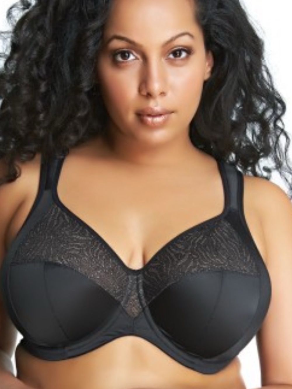 Goddess Black Lace-Top Full Coverage Underwire Bra